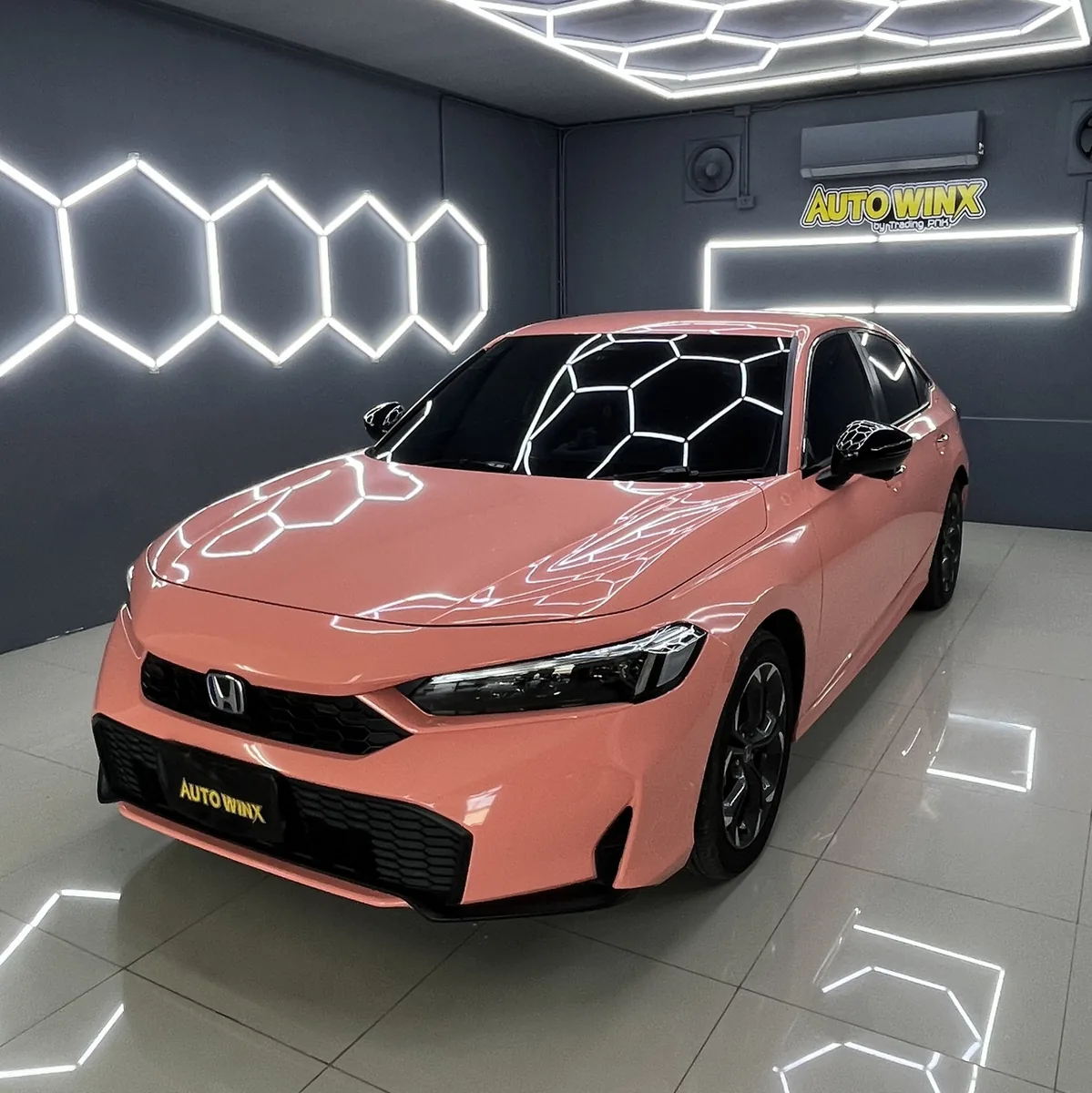 ผลงานแร็ปเปลี่ยนสี Honda Civic (FE) สีส้มพีช โดย Auto Winx